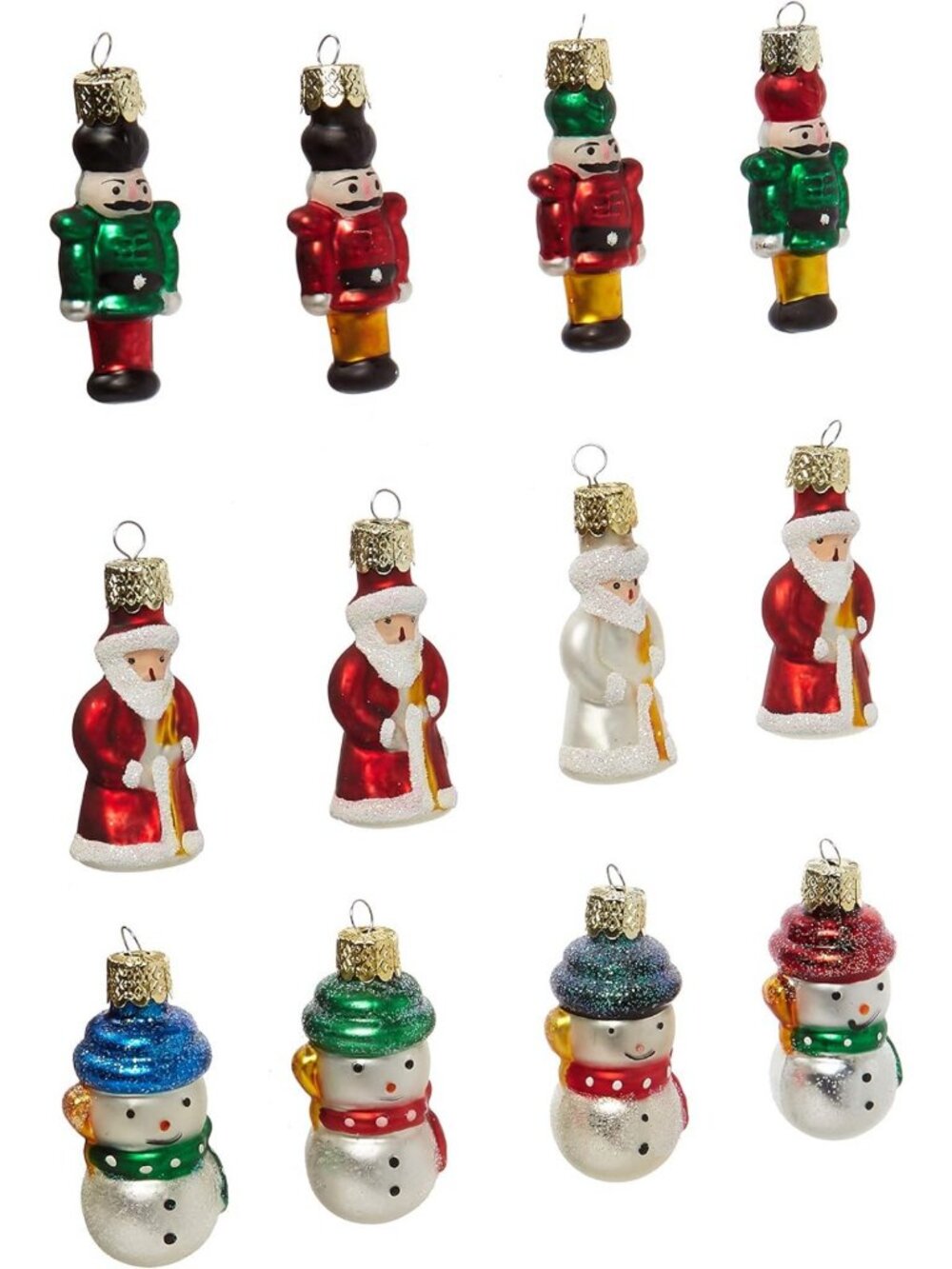 12-Piece Glass Ornament Set - Petite Treasures Holiday Decor for Tree & Gifts